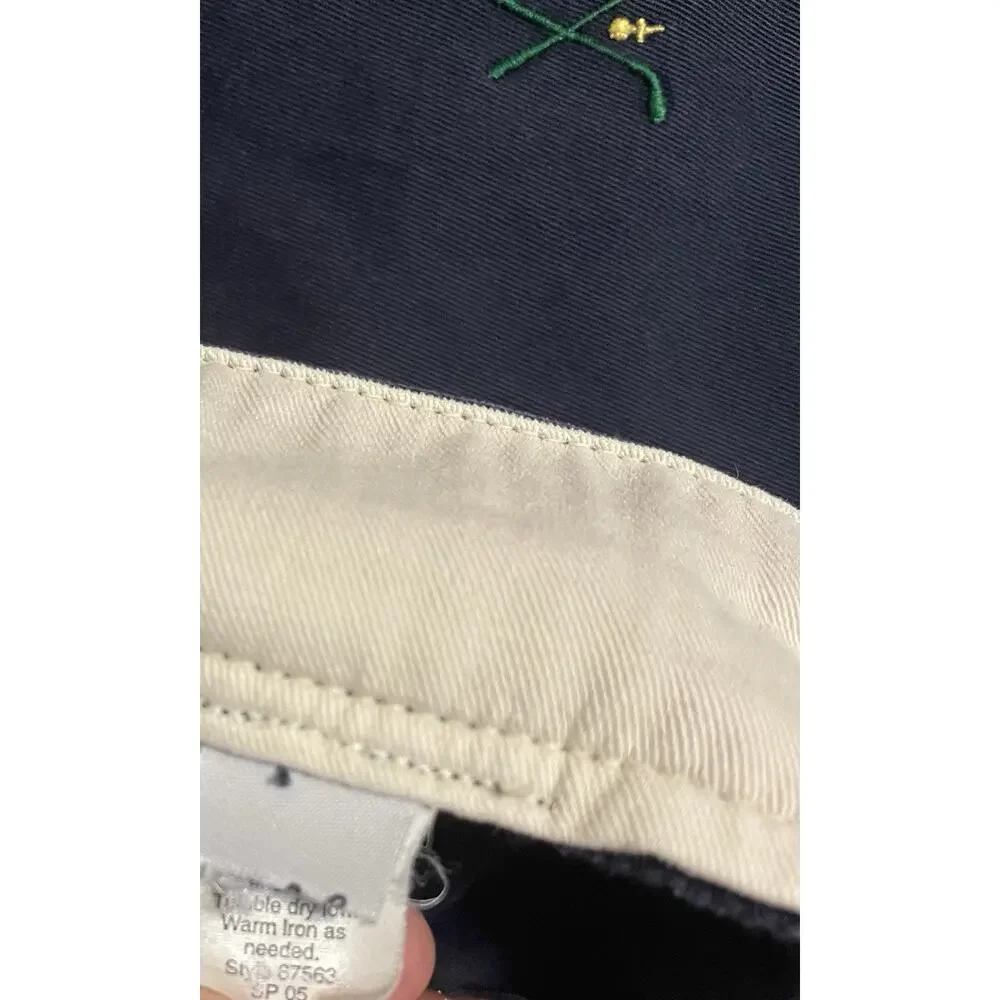 Vintage 36x32 J.Crew Navy Golf 19th Hole Embroidered Chinos Pants Style 87563